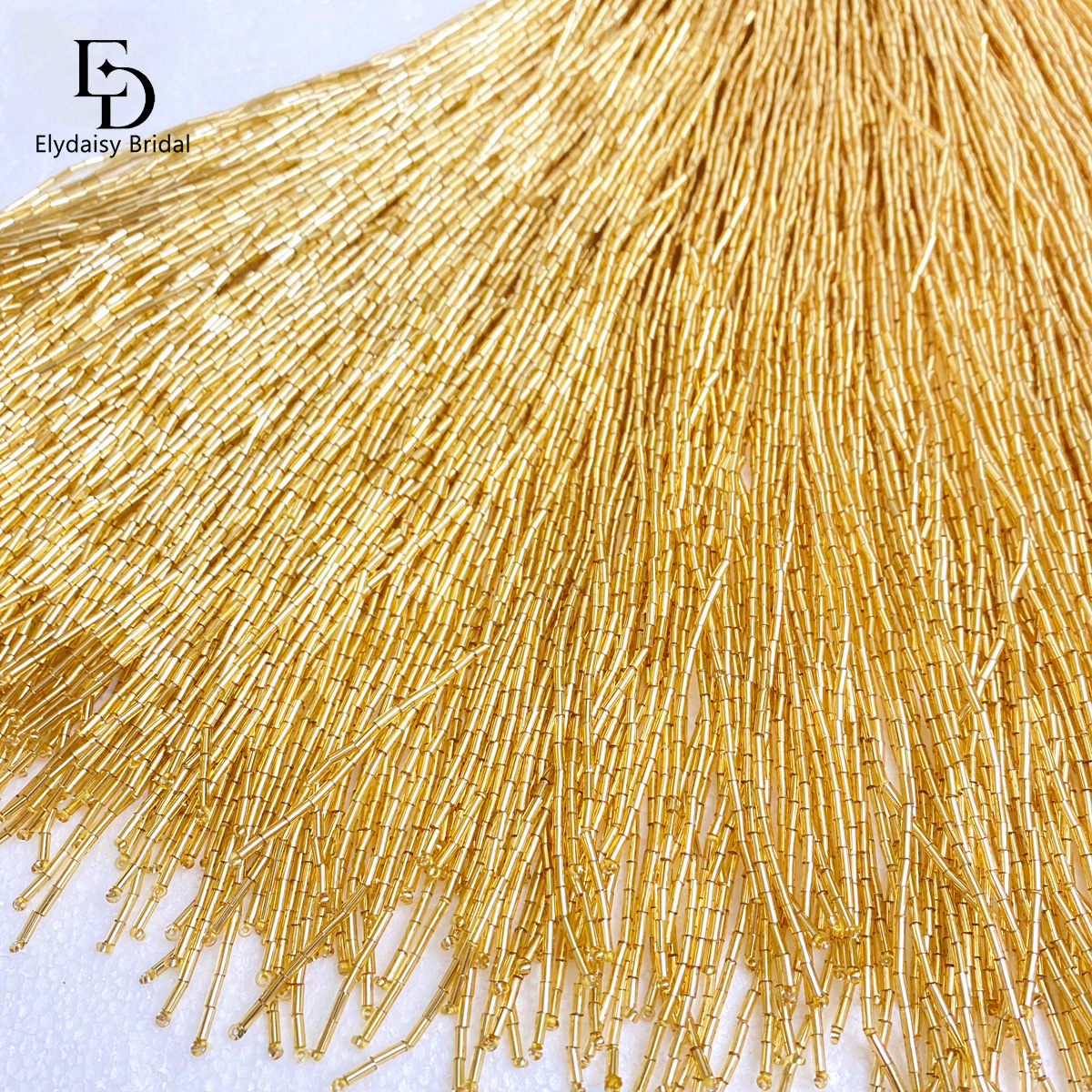ELYDAISY 1Meter Length Champag - Beaded Trim Fringe บทวิจารณ์และราคา