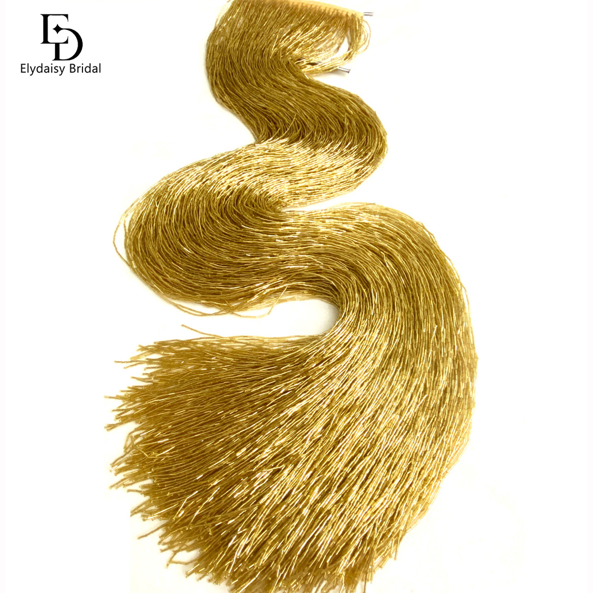 ELYDAISY 1Meter Length Champag - Beaded Trim Fringe บทวิจารณ์และราคา