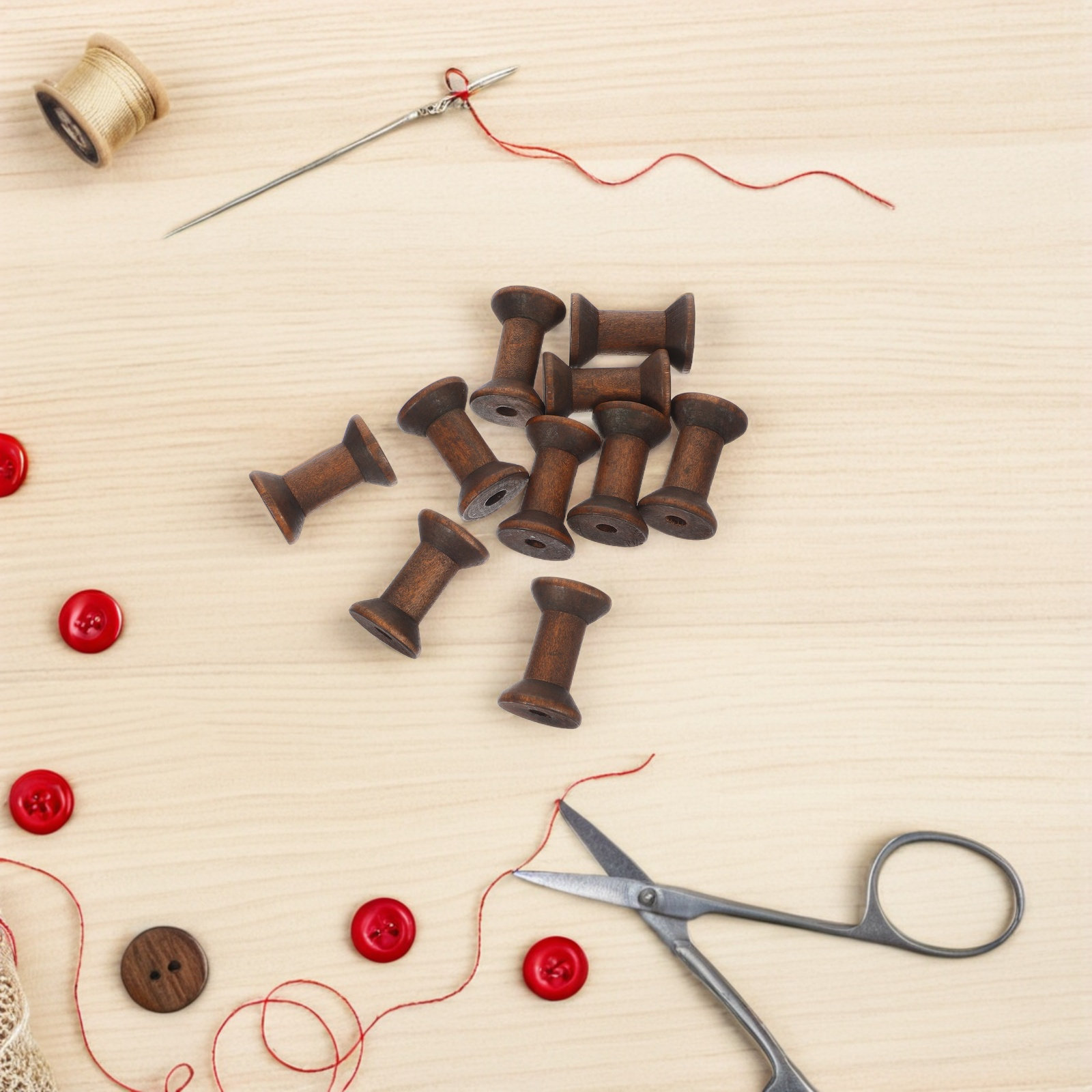 10Pcs Handcrafted Wooden Spool - Embroidery Craft บทวิจารณ์และราคา