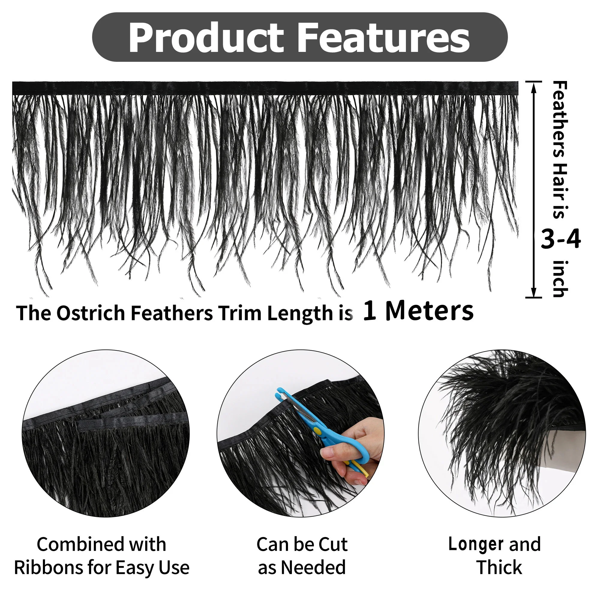 1/10M Natural Plume Black Ostr - Feather Trim Marabou บทวิจารณ์และราคา