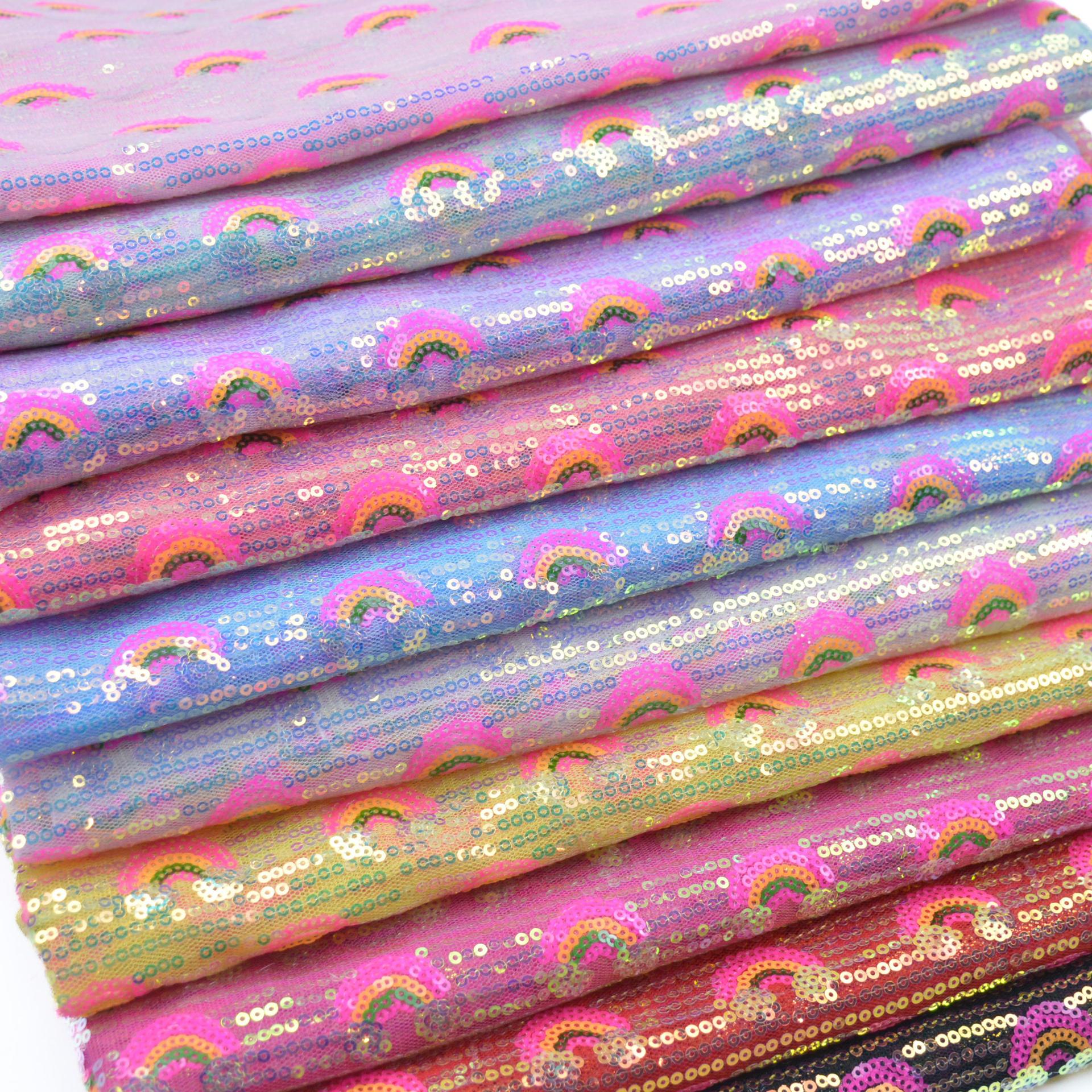 3mm Rainbow Sequin Glitter Fab - Sequin Fabric Panel บทวิจารณ์และราคา