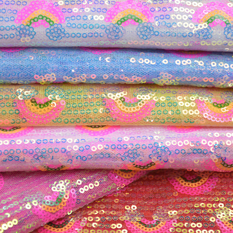 3mm Rainbow Sequin Glitter Fab - Sequin Fabric Panel บทวิจารณ์และราคา