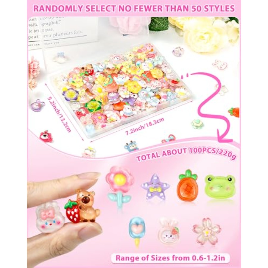 100PCS Cute Slime Charms Bulk  - Easter Craft Embellishment Set บทวิจารณ์และราคา