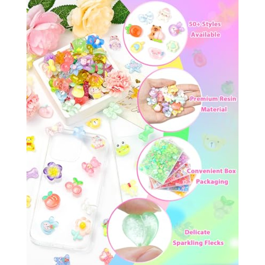 100PCS Cute Slime Charms Bulk  - Easter Craft Embellishment Set บทวิจารณ์และราคา
