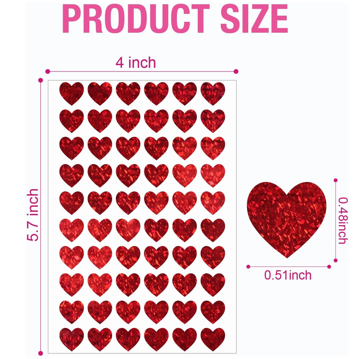 600 Pcs Red Heart Stickers, Sm - Glitter Vinyl Roll บทวิจารณ์และราคา