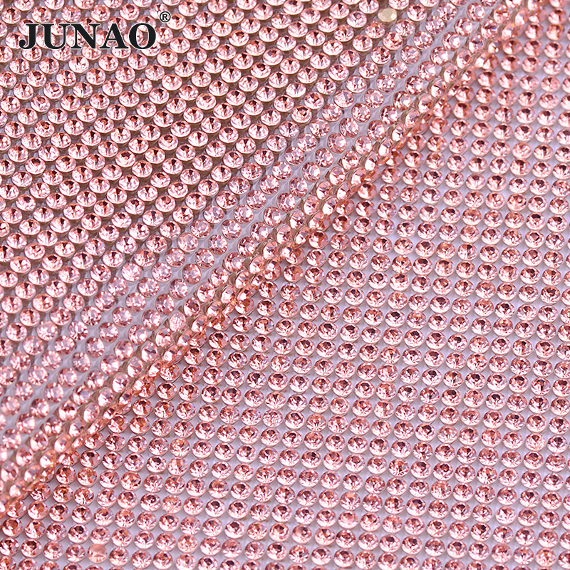 JUNAO 24x40cm Light Peach Self - Hotfix Rhinestone Sheet บทวิจารณ์และราคา