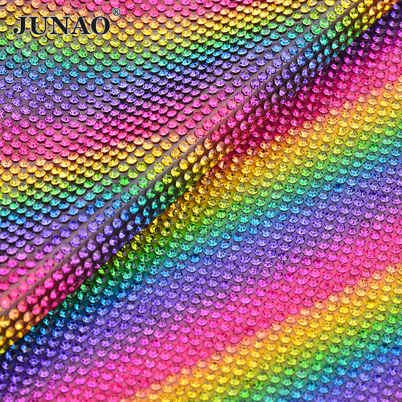JUNAO 24x40cm Light Peach Self - Hotfix Rhinestone Sheet บทวิจารณ์และราคา