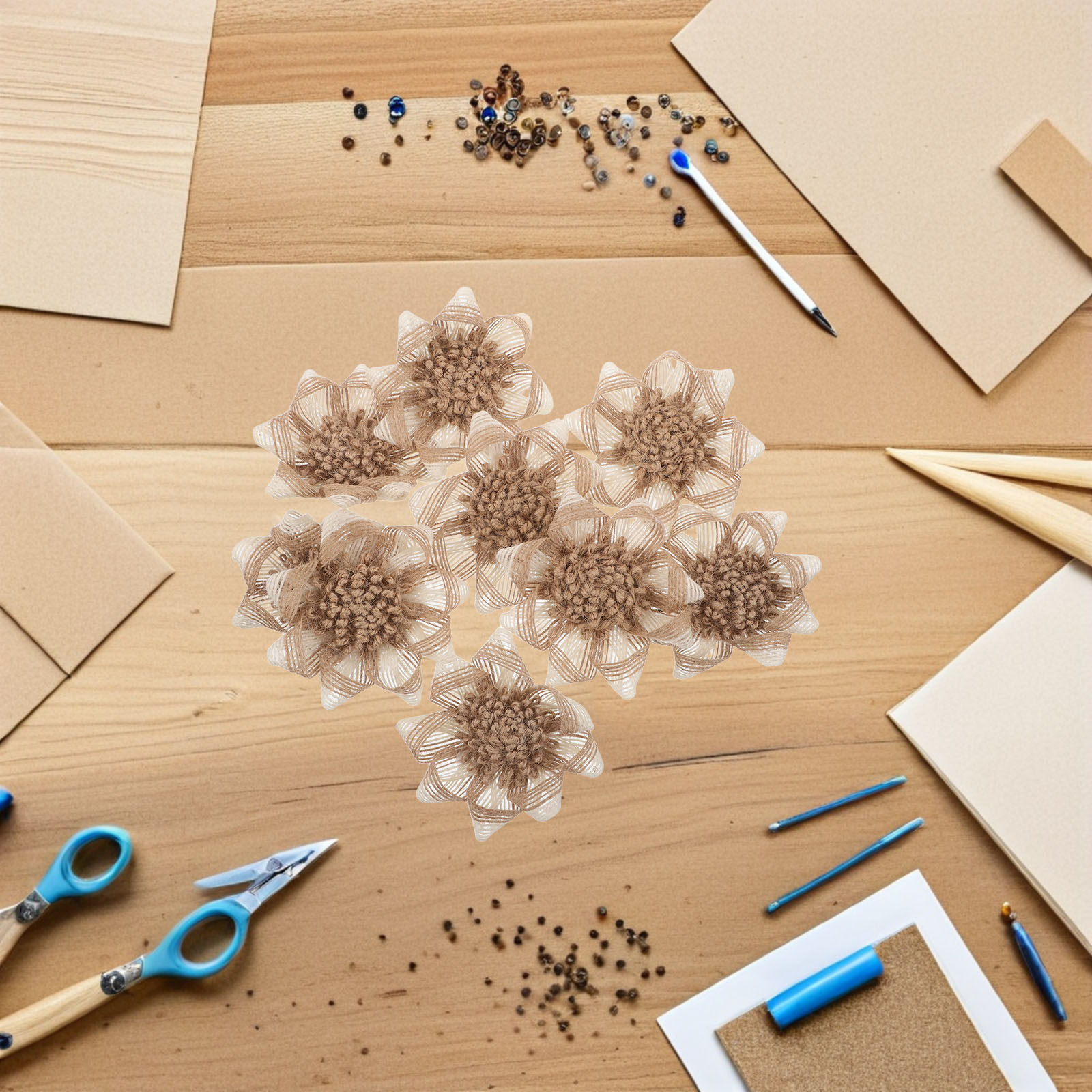 9Pcs Craft Flowers Burlap: Vin - Embellish Craft บทวิจารณ์และราคา