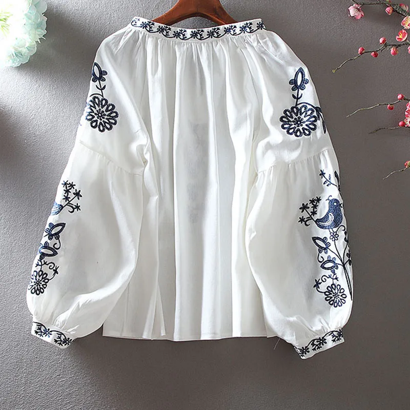 2026 Women's Retro Blouse Nati - Tassel Fringe Trim บทวิจารณ์และราคา