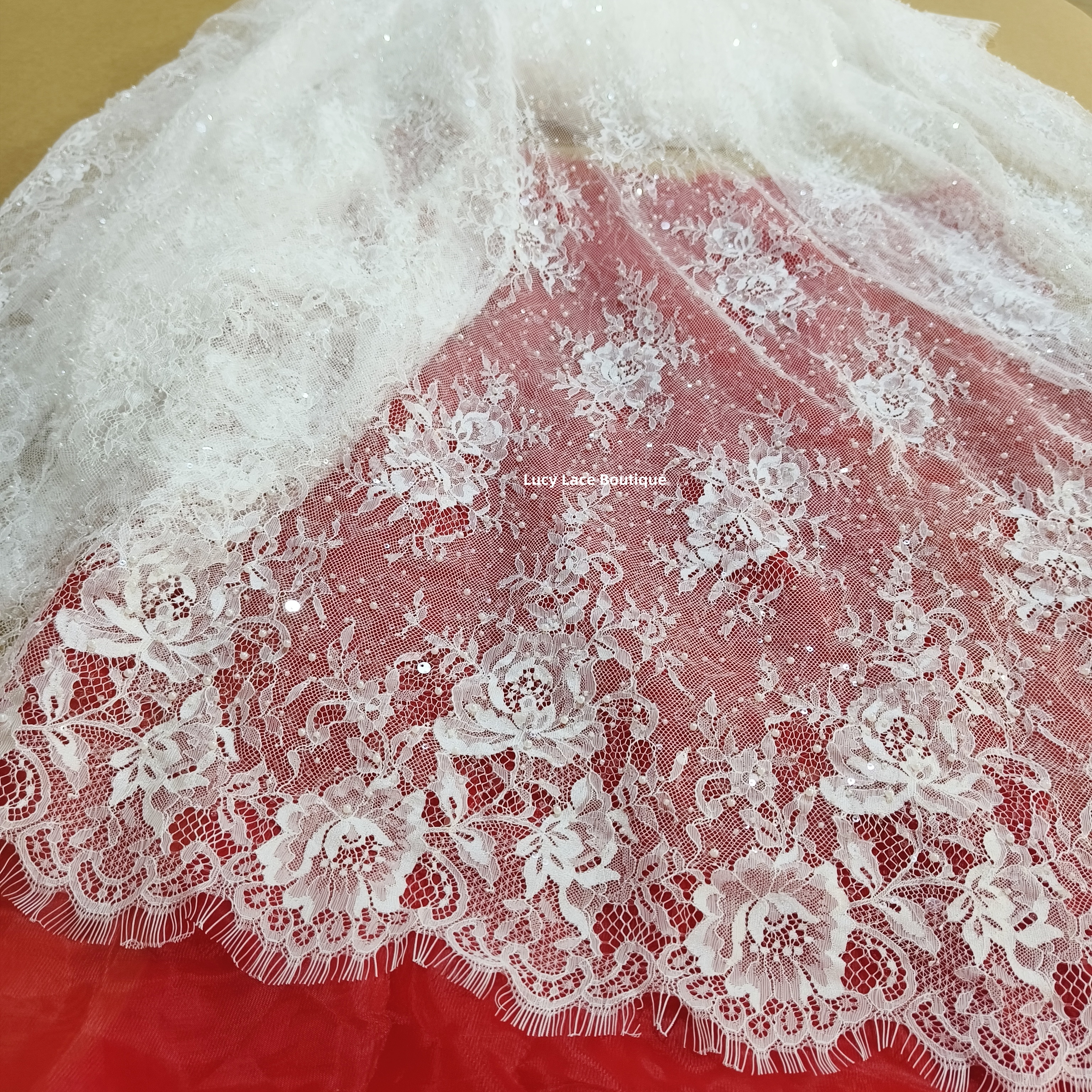 1 Panel 1.5M Wide 3M Long Off  - Sequin Fabric Panel บทวิจารณ์และราคา