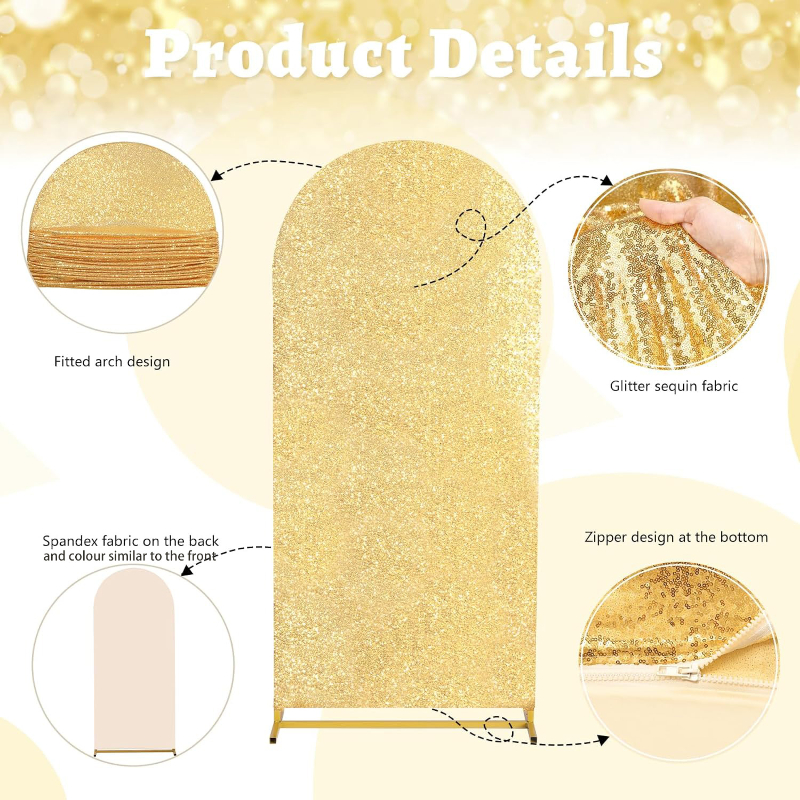 4 Colors 7 Sizes Sequin Arch F - Sequin Fabric Panel บทวิจารณ์และราคา