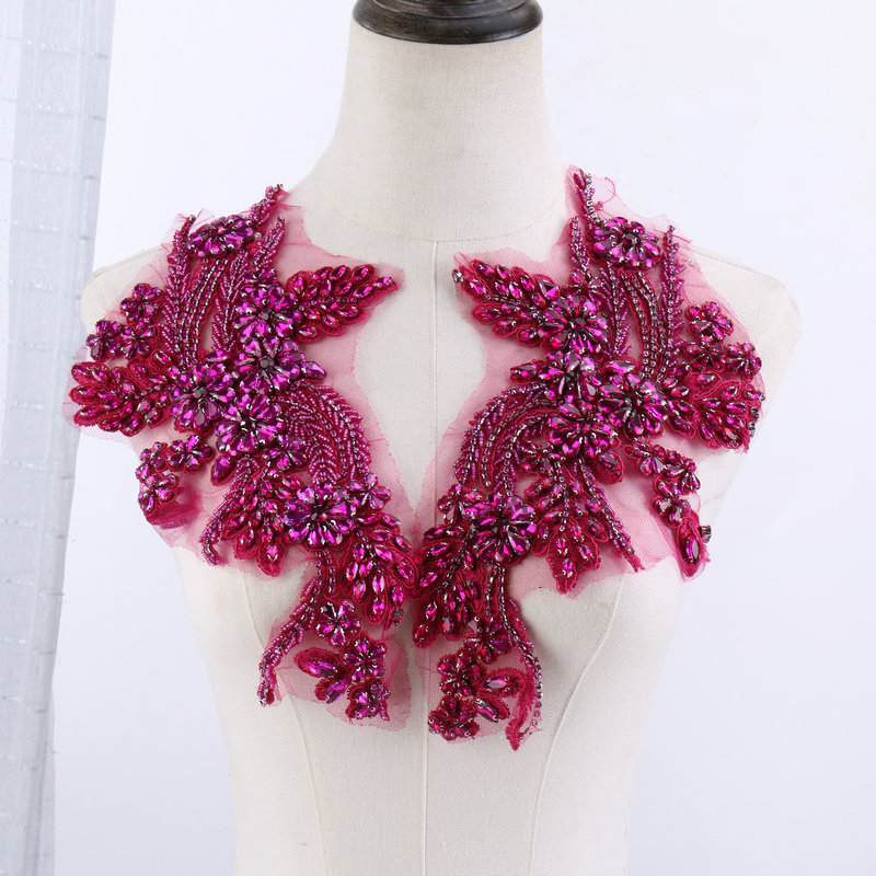 Beaded floral appliqués, hand- - Sew On Rhinestone บทวิจารณ์และราคา