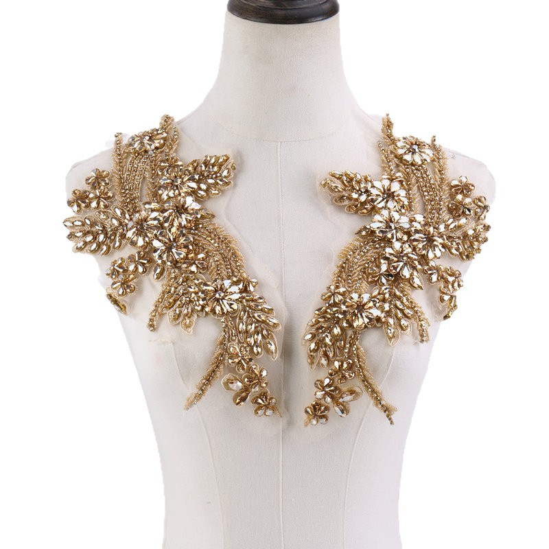 Beaded floral appliqués, hand- - Sew On Rhinestone บทวิจารณ์และราคา