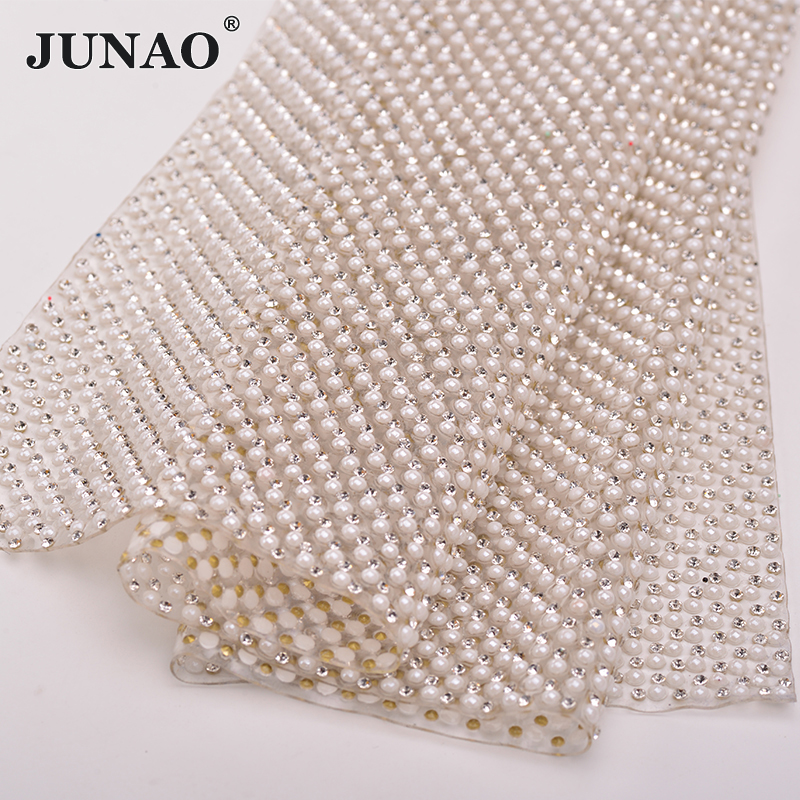 JUNAO 24*40cm Hotfix Pearl Rhi - Hotfix Rhinestone Sheet บทวิจารณ์และราคา