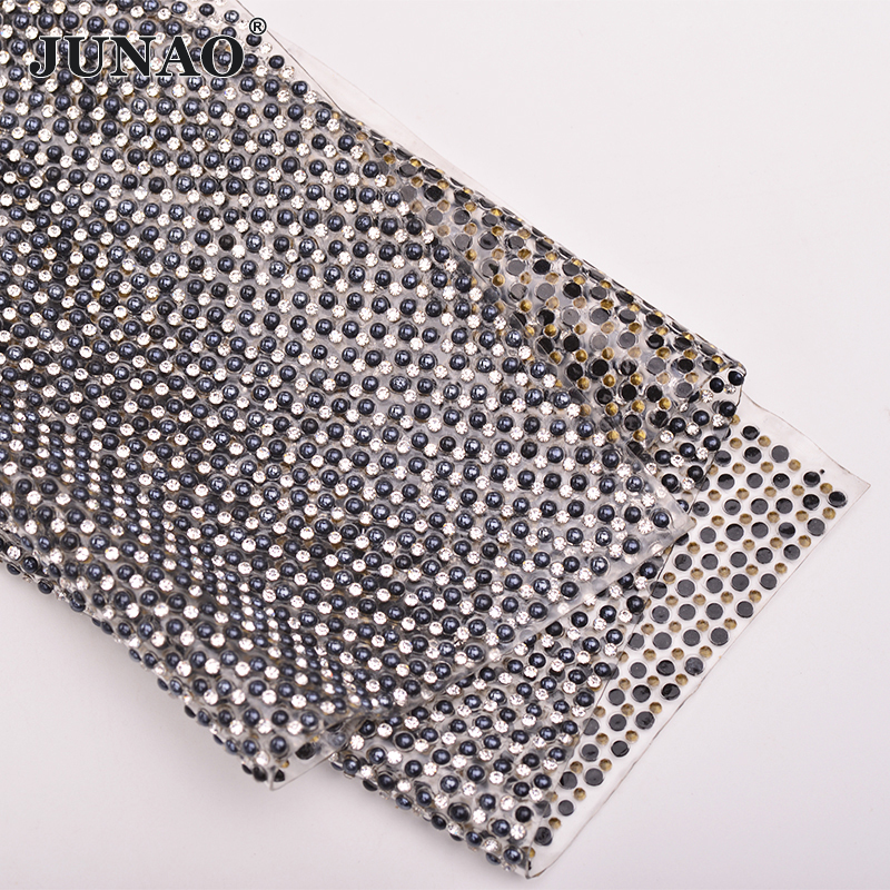 JUNAO 24*40cm Hotfix Pearl Rhi - Hotfix Rhinestone Sheet บทวิจารณ์และราคา