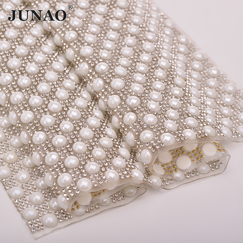 JUNAO 24*40cm Hotfix Pearl Rhi - Hotfix Rhinestone Sheet บทวิจารณ์และราคา