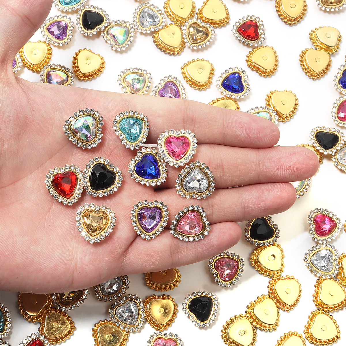 20Pcs Love Heart Acrylic Rhine - Sew On Rhinestone บทวิจารณ์และราคา